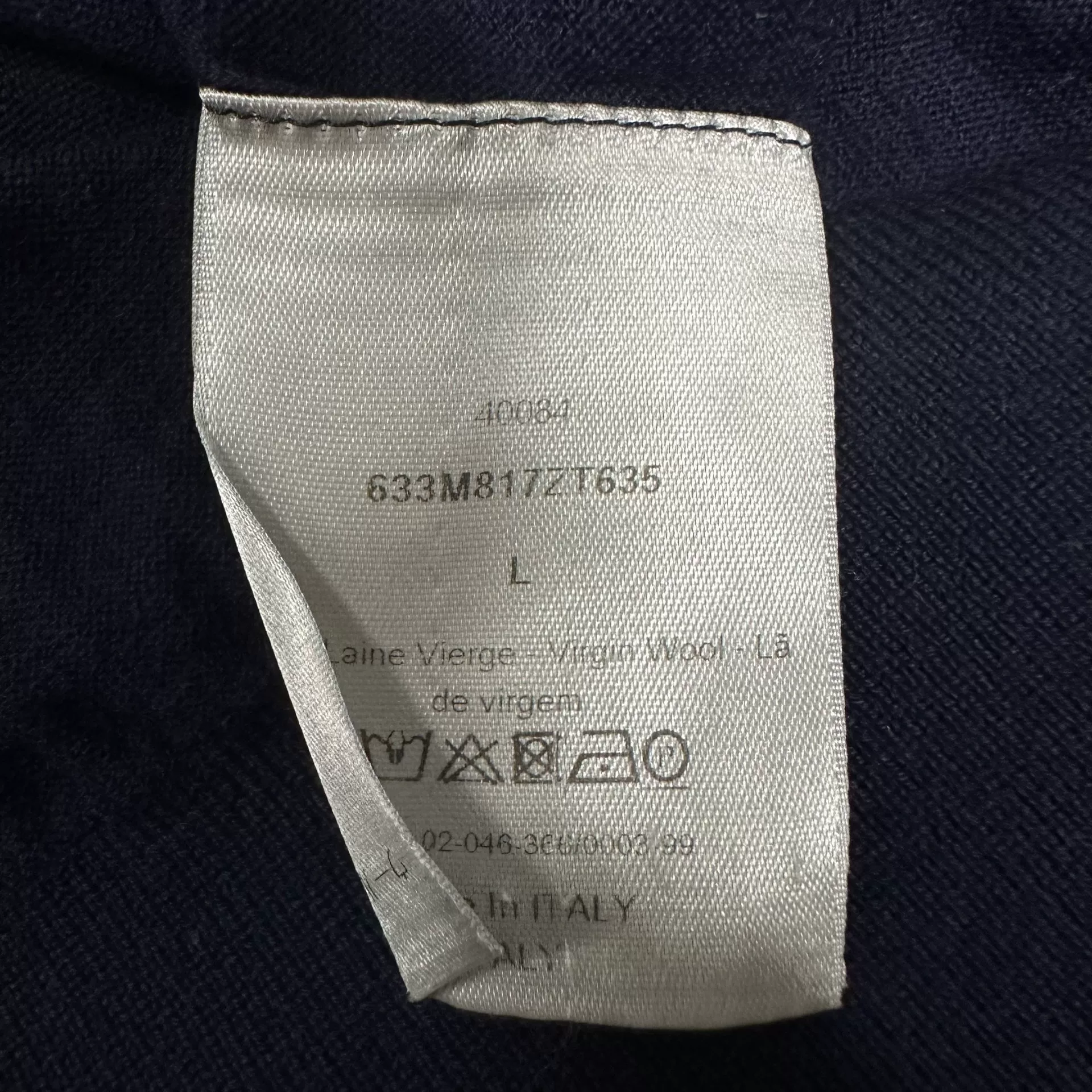 Dior Navy Short-Sleeve Wool Polo — detail