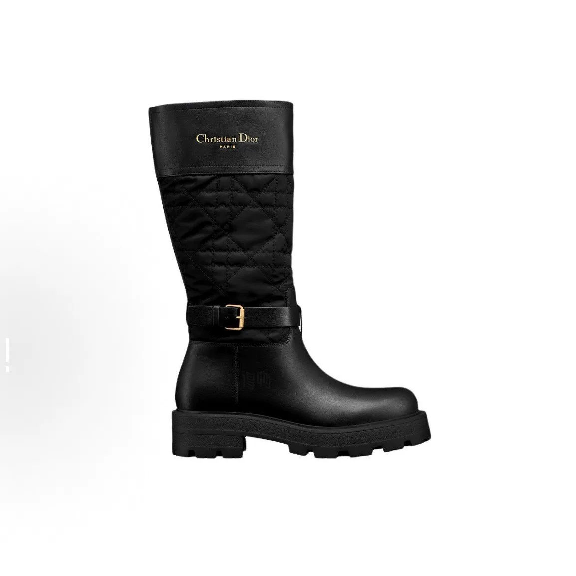 Dior D-Town Black Quilted High Boots — detail