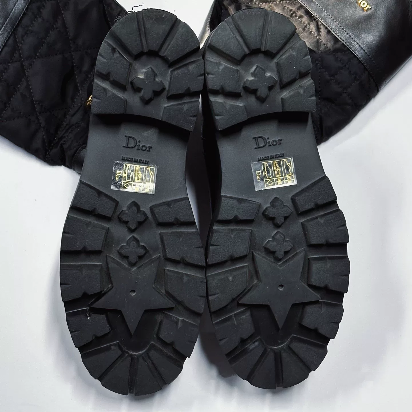 Dior D-Town Black Quilted High Boots — label