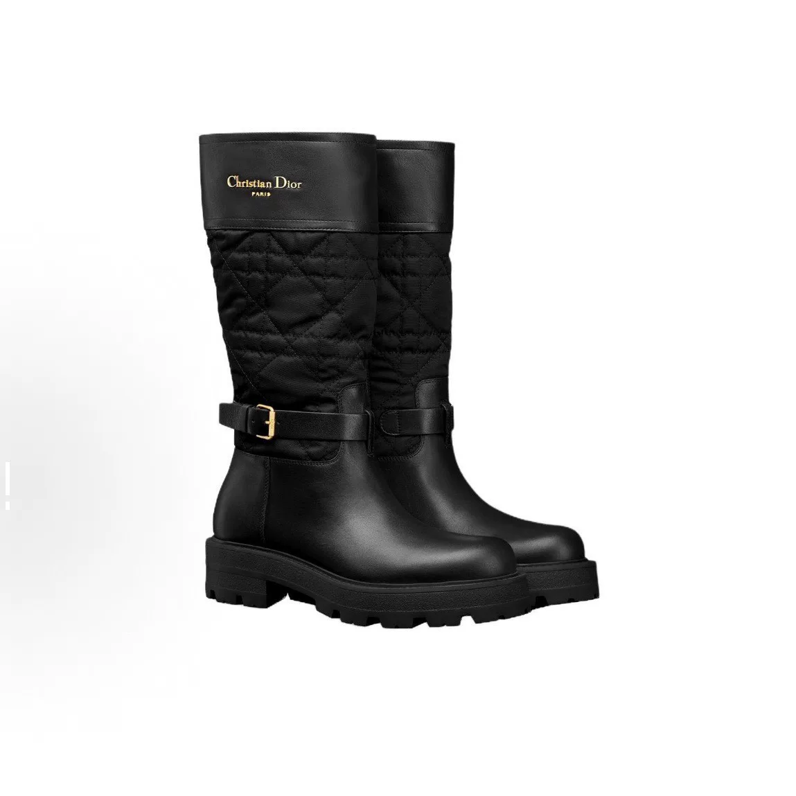 Dior D-Town Black Quilted High Boots