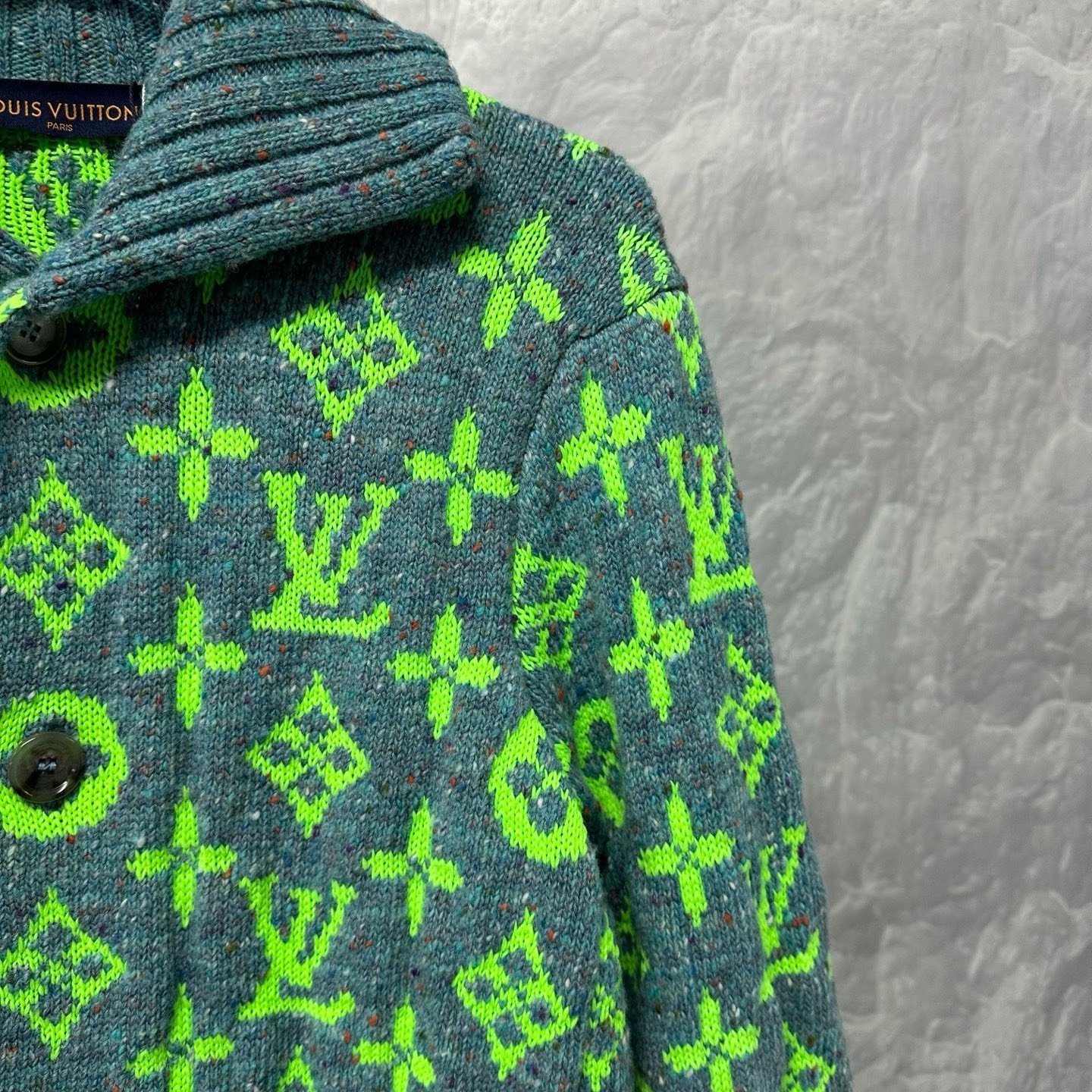 Louis Vuitton Monogram Knit Wool Coat — detail