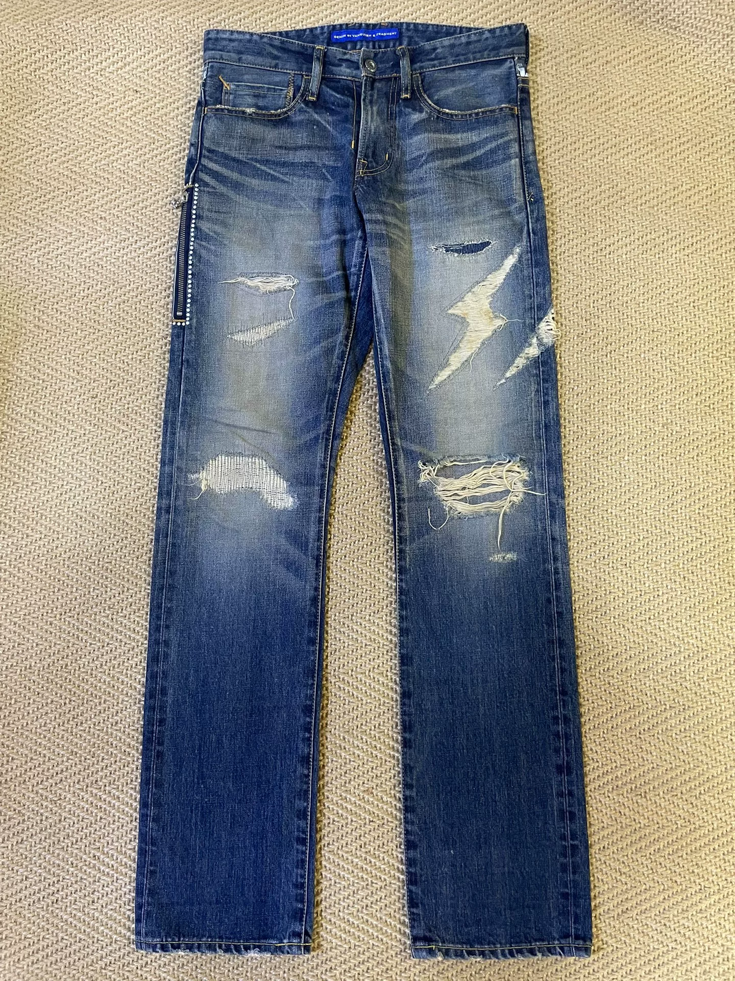 Vanquish & Fragment Distressed Lightning Jeans