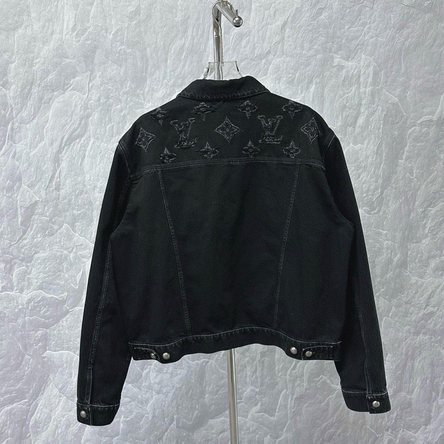 Louis Vuitton SS26 Distressed Logo Denim Jacket — back