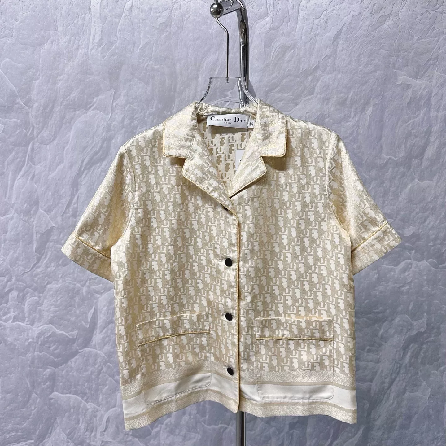 Dior Silk Printed Short-Sleeve Shirt — front