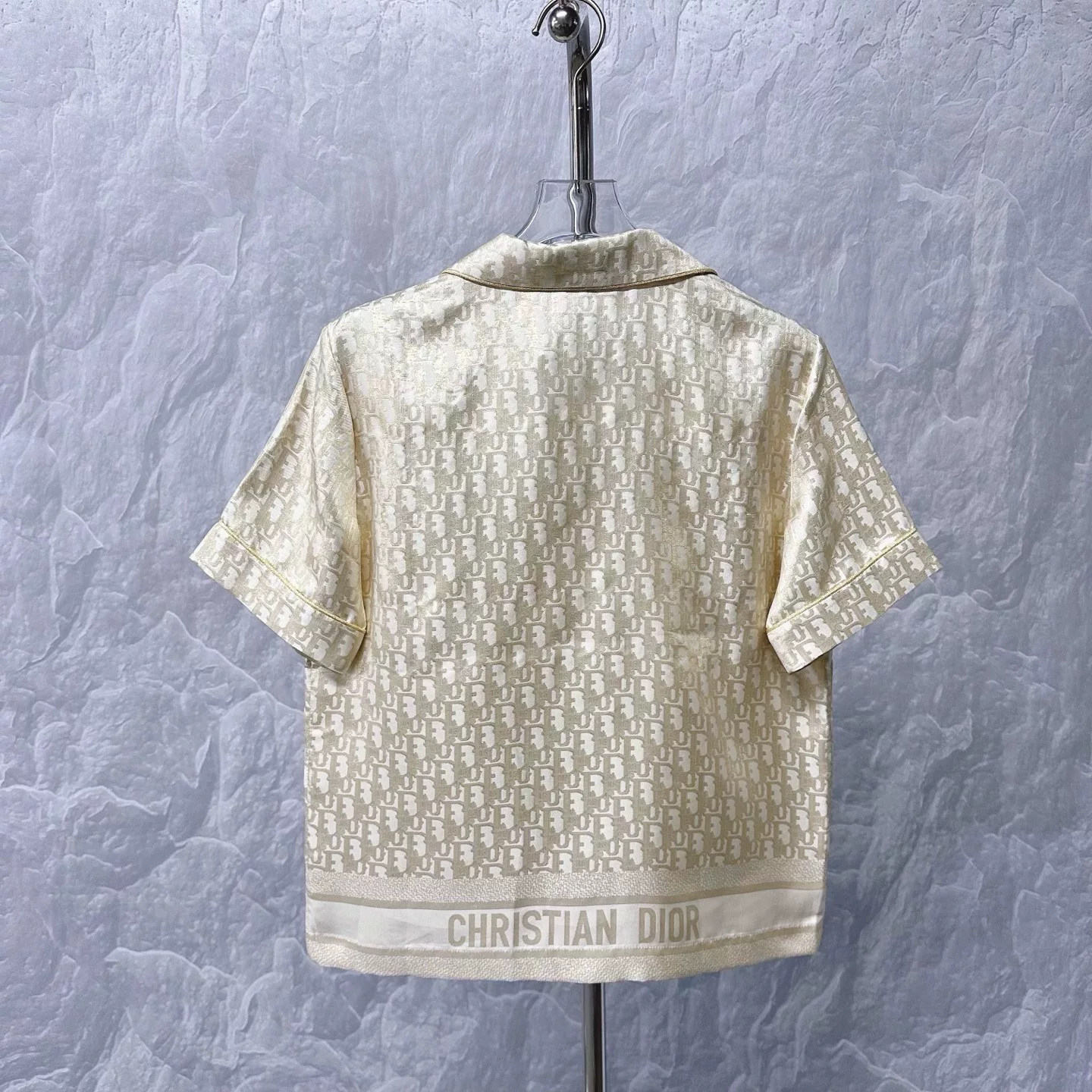 Dior Silk Printed Short-Sleeve Shirt — label