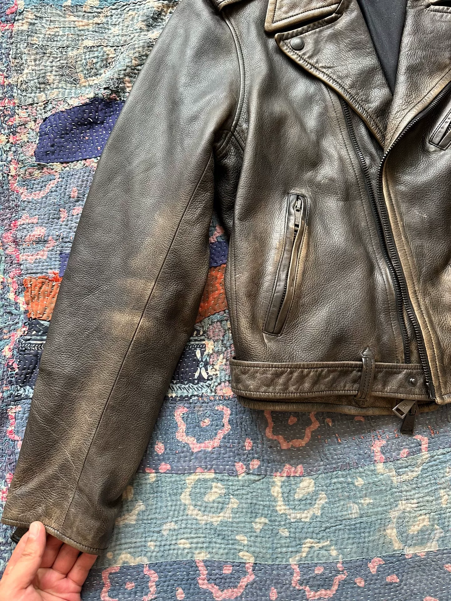 Ralph Lauren RRL Brown Leather Moto Jacket — back