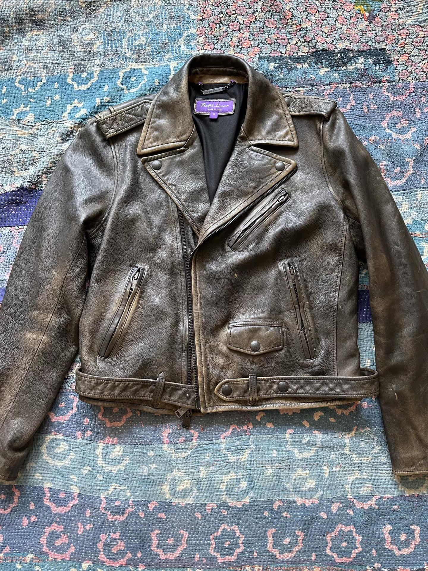 Ralph Lauren RRL Brown Leather Moto Jacket