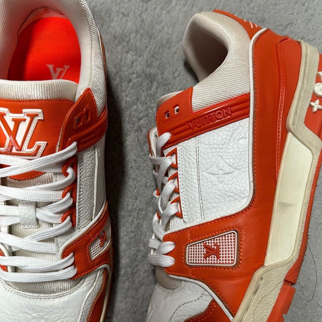 Louis Vuitton LV Trainer White Orange Sneakers — detail
