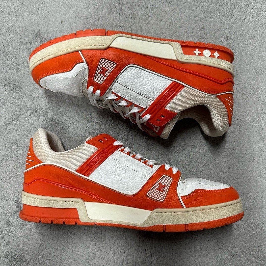 Louis Vuitton LV Trainer White Orange Sneakers — back