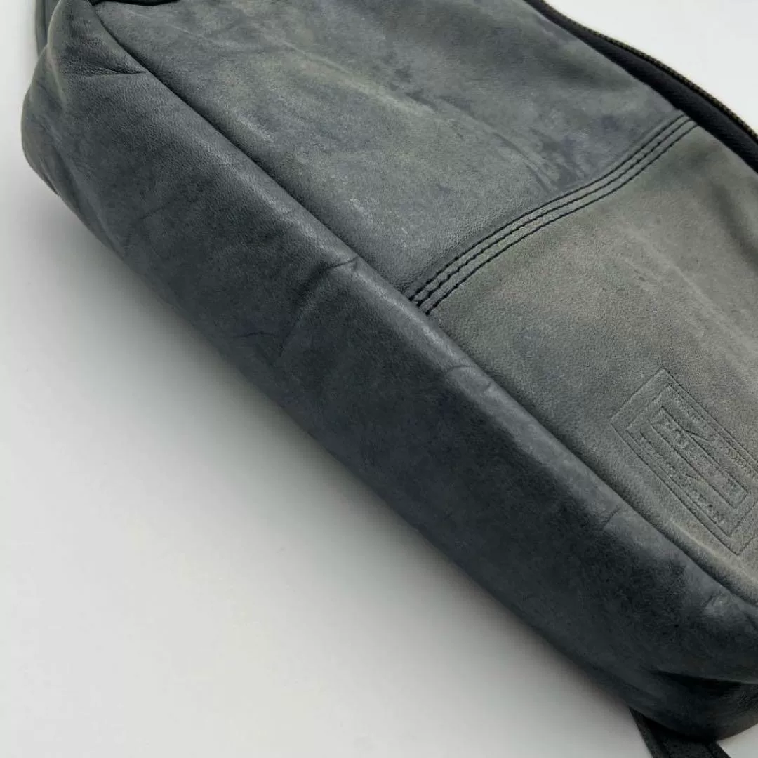 PORTER FRANK Navy Leather Crossbody — back