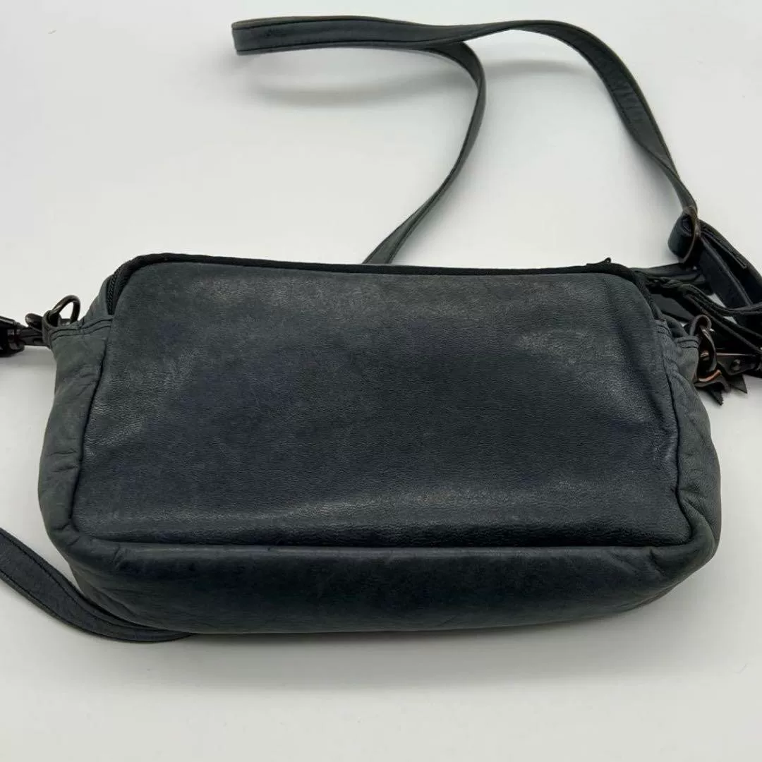 PORTER FRANK Navy Leather Crossbody — front