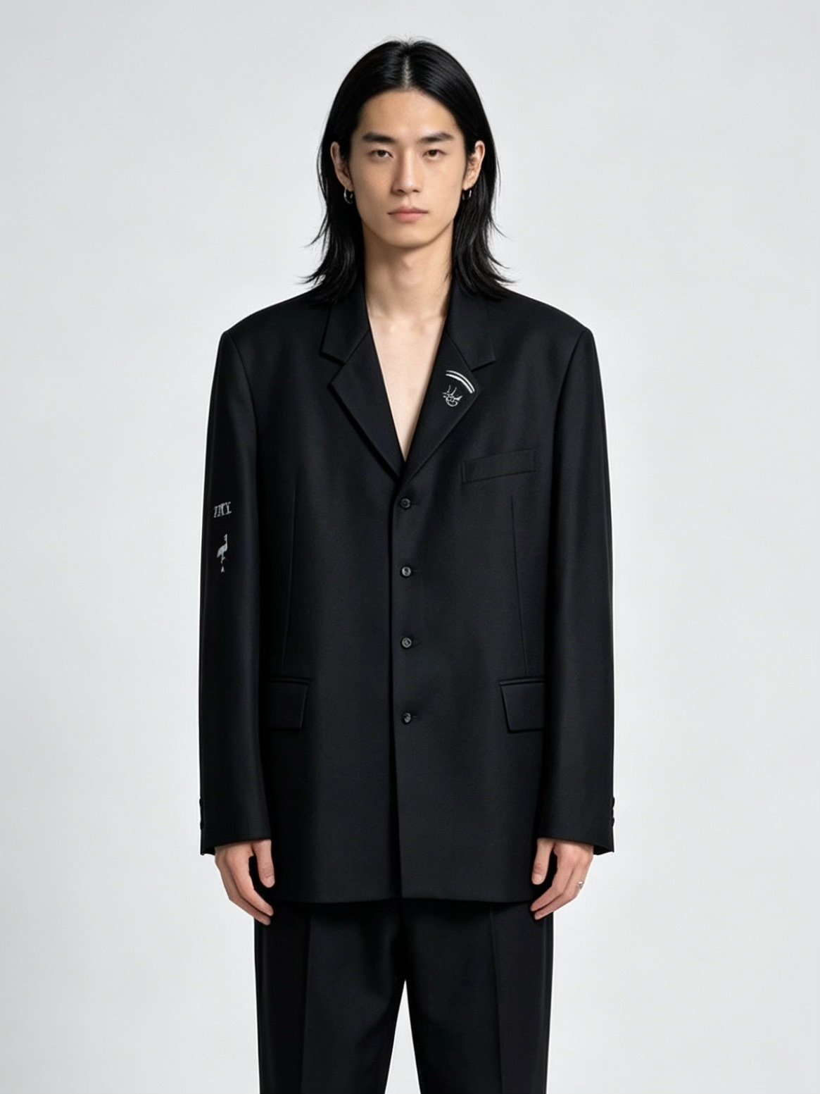 Yohji Yamamoto 91AW Embroidery Flannel Jacket — detail