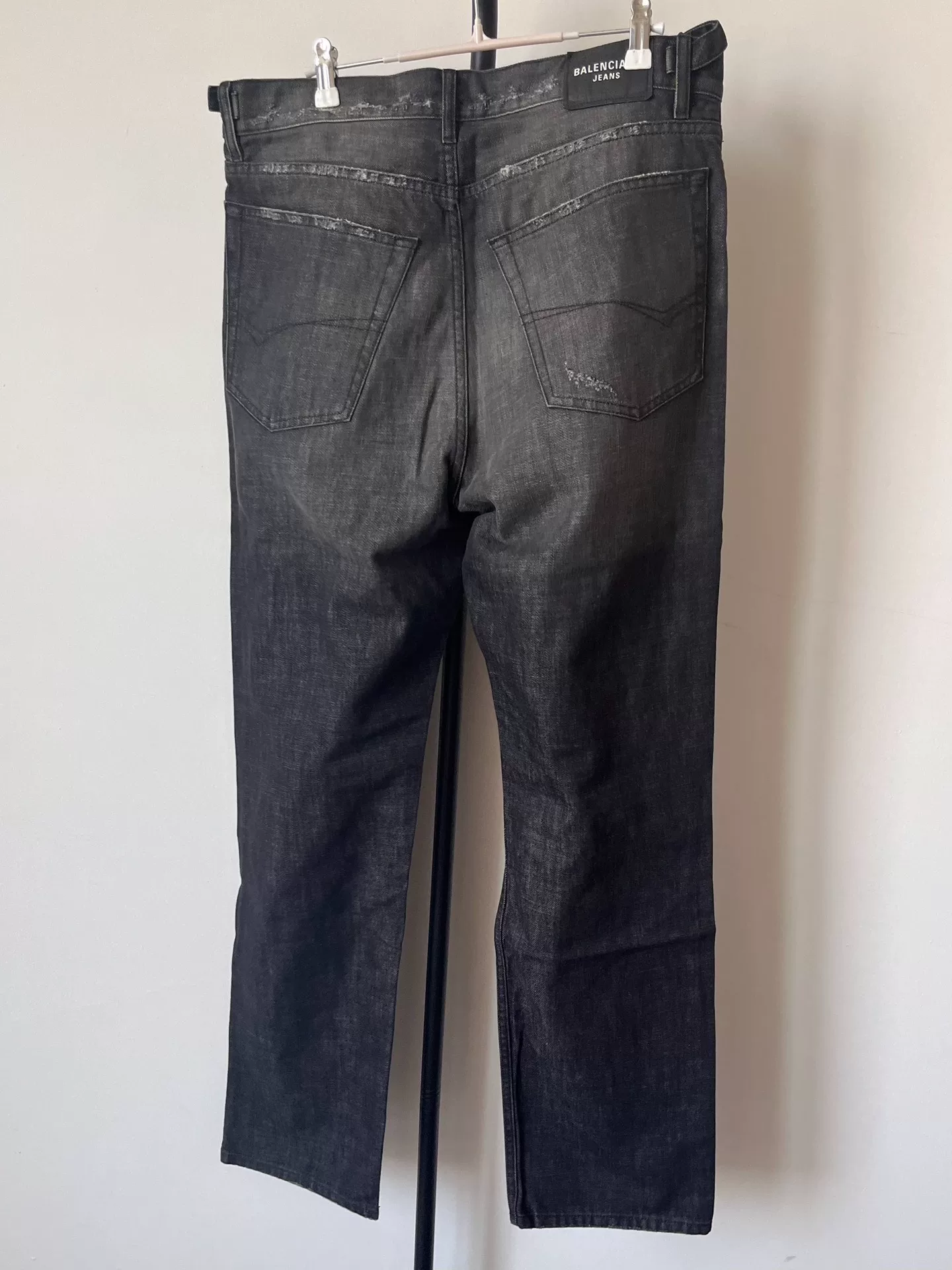 Balenciaga Distressed Ripped Straight Jeans — front