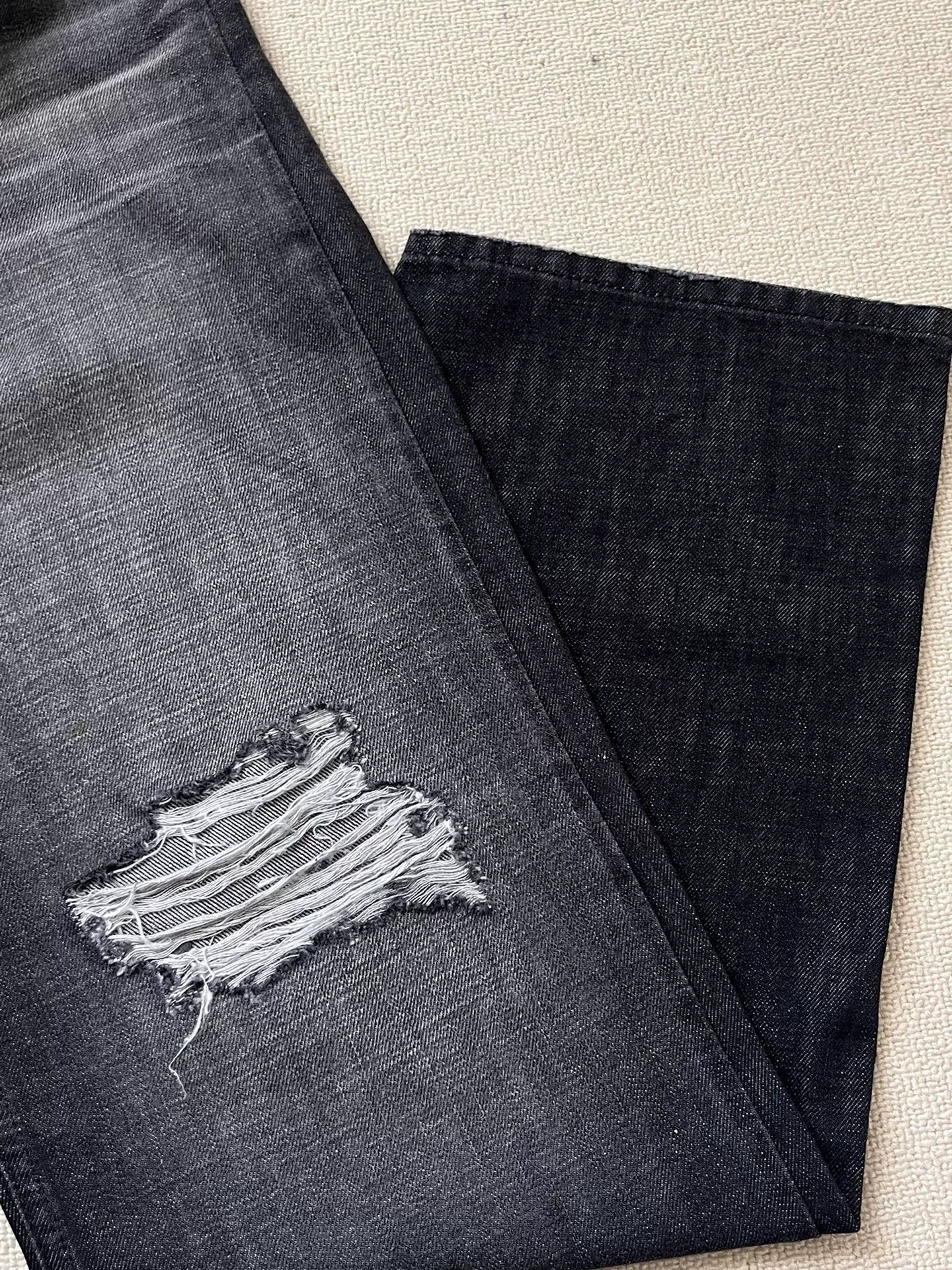 Balenciaga Distressed Ripped Straight Jeans — detail