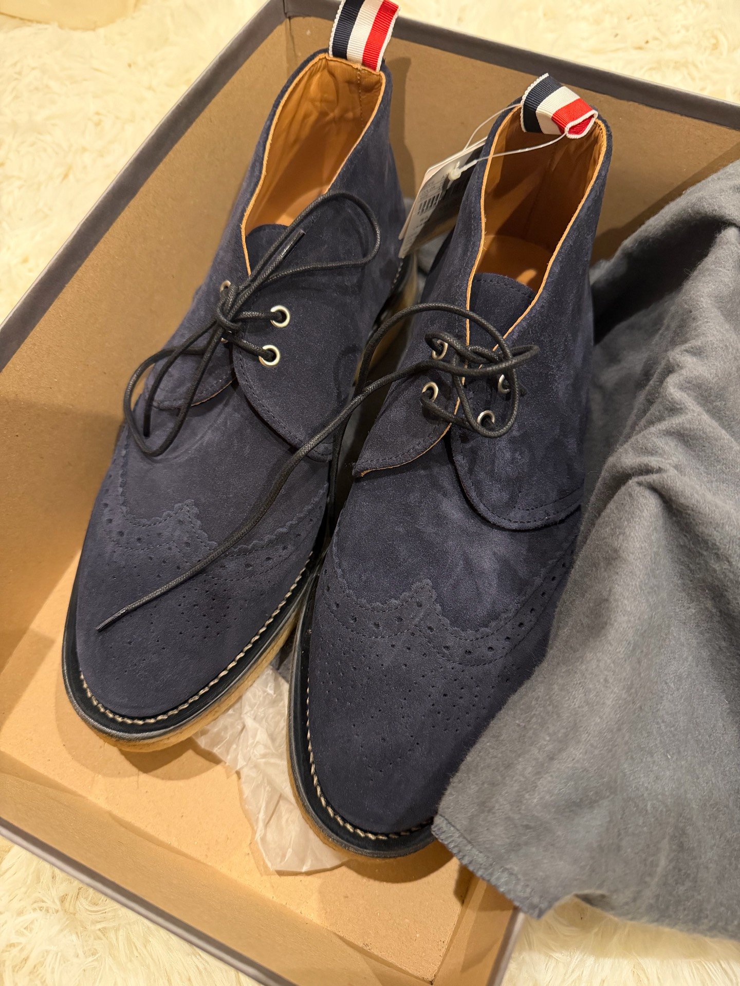 Thom Browne Navy Leather Boots