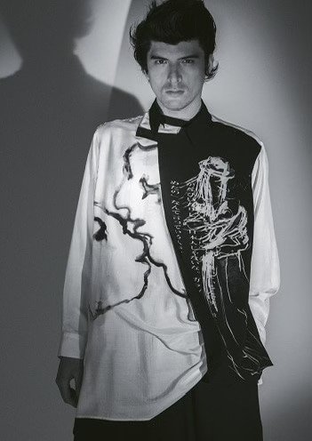 Yohji Yamamoto x Asakura Silk Abstract Face Scarf — label