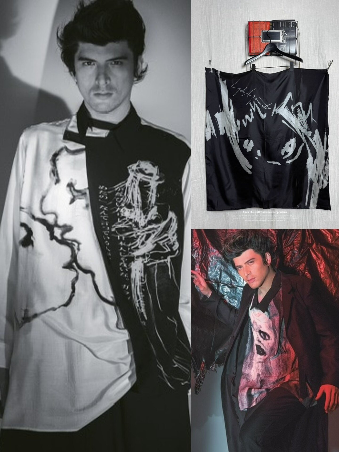 Yohji Yamamoto x Asakura Silk Abstract Face Scarf