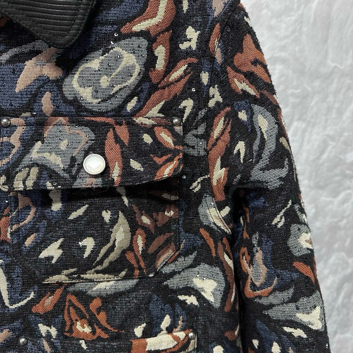 Louis Vuitton Nigo FW25 Sequin Patchwork Denim Jacket — detail