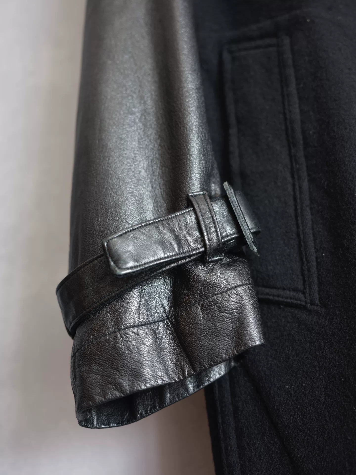 Yohji Yamamoto 12AW Leather Sleeve Wool Coat — label
