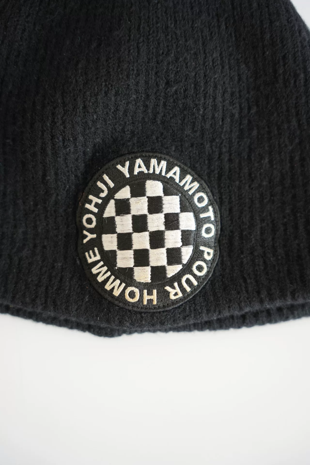 Yohji Yamamoto 04AW Checkered Knit Beanie — label