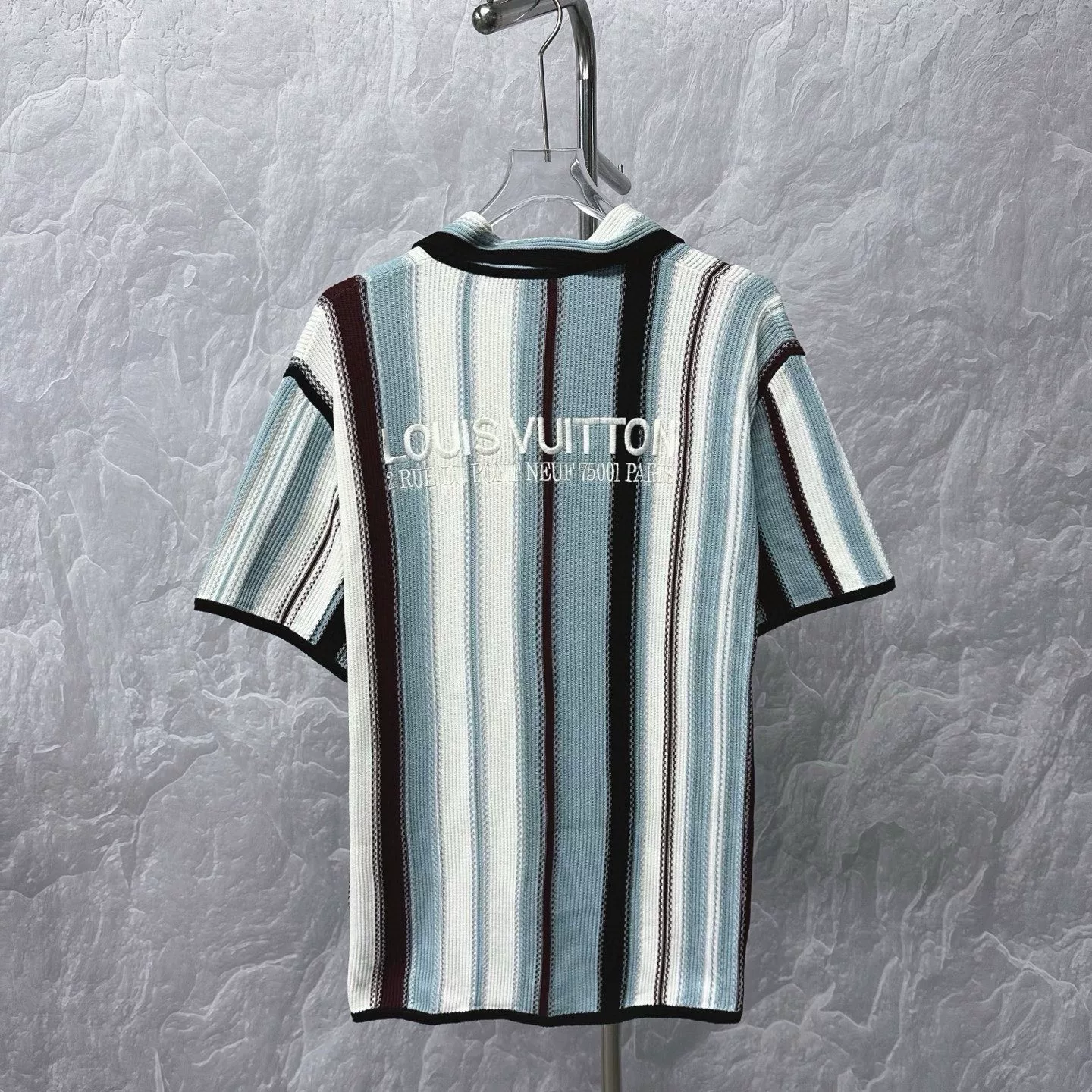 Louis Vuitton Striped Knit Short Sleeve Shirt — back