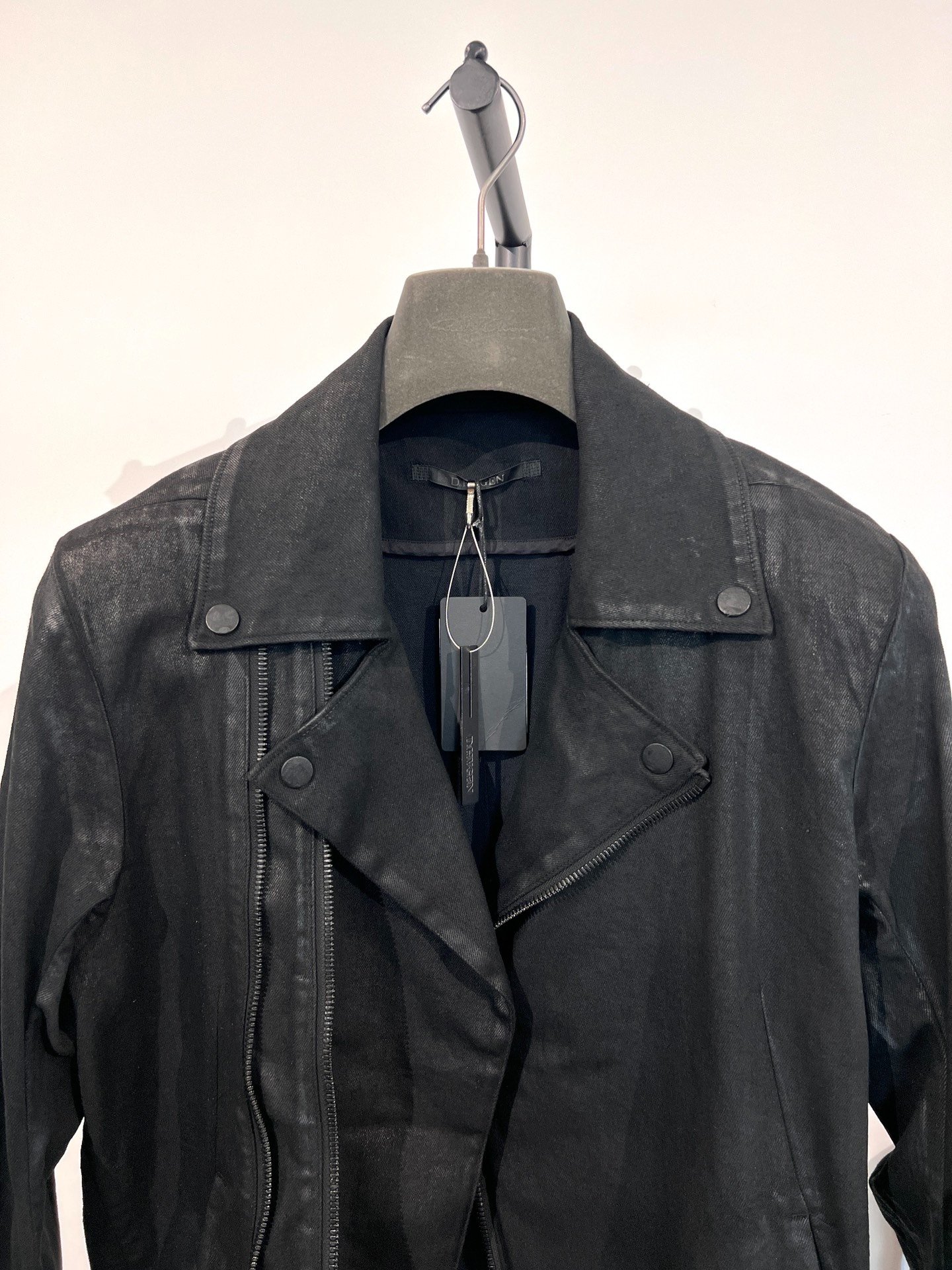 Uniqlo Waxed Biker Denim Jacket — back