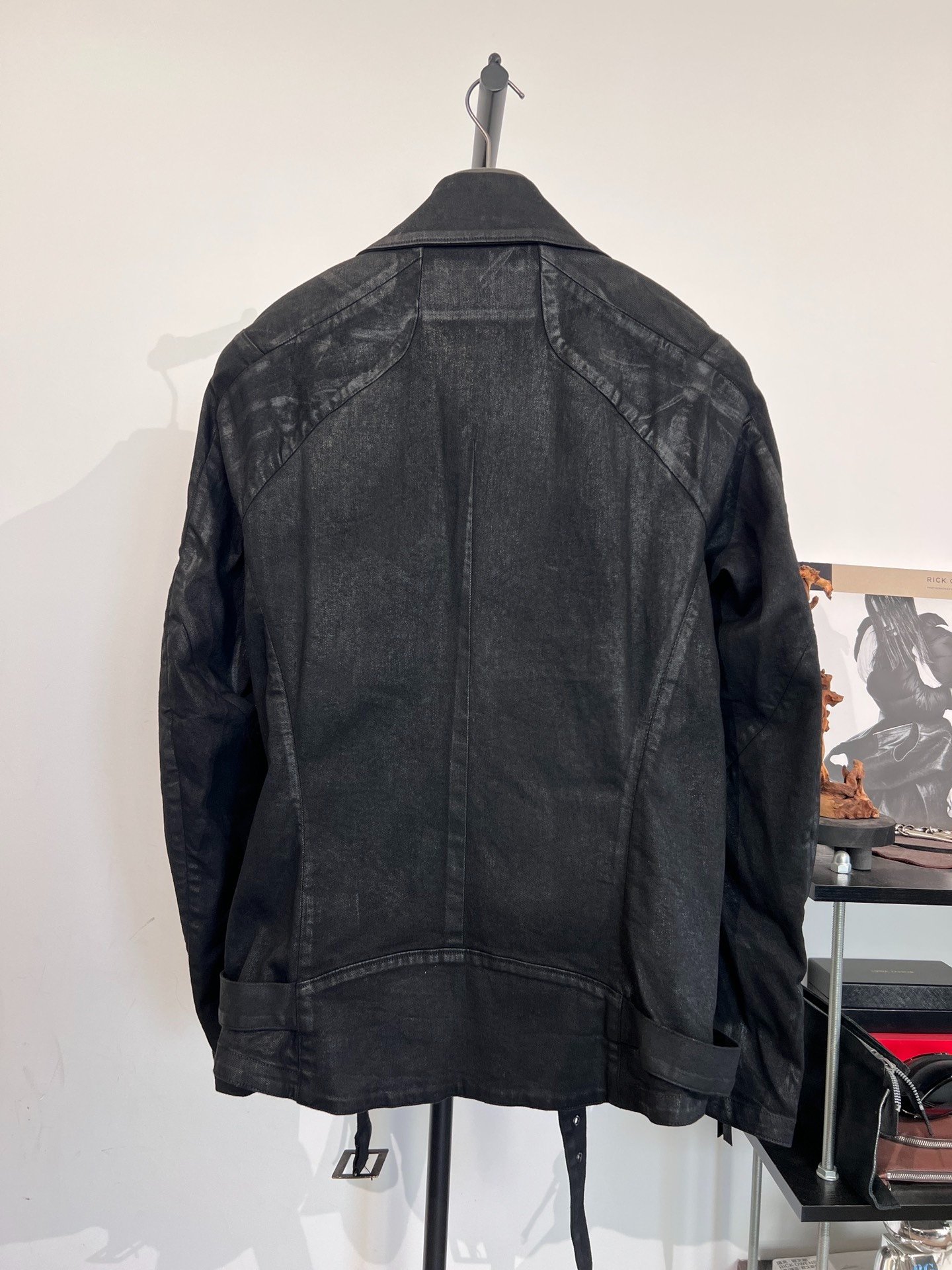 Uniqlo Waxed Biker Denim Jacket — detail