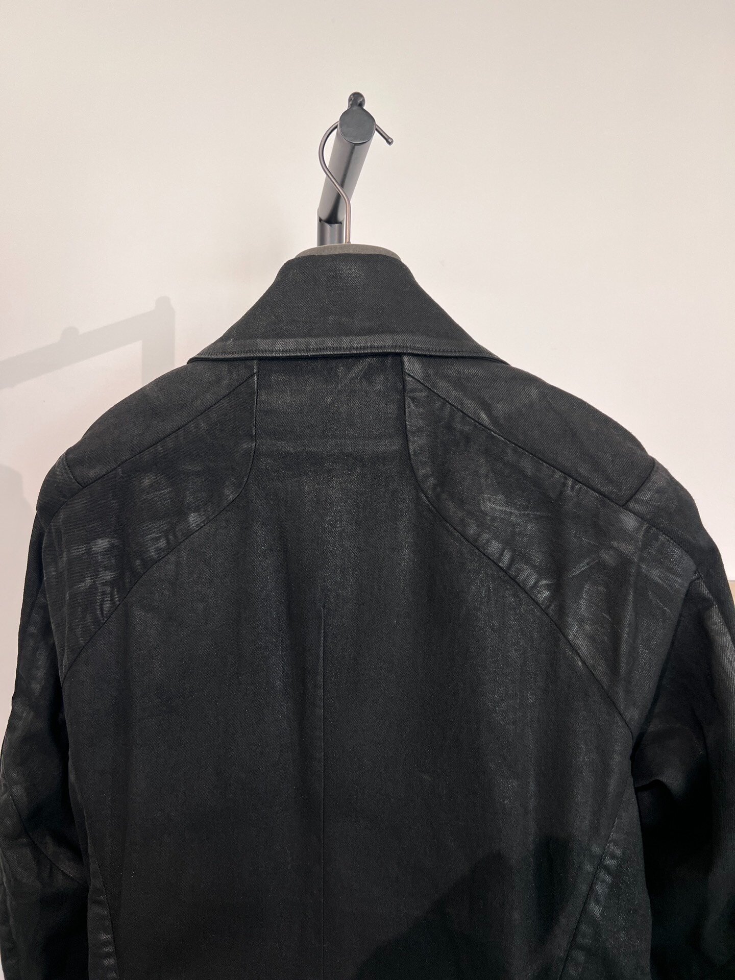 Uniqlo Waxed Biker Denim Jacket — label
