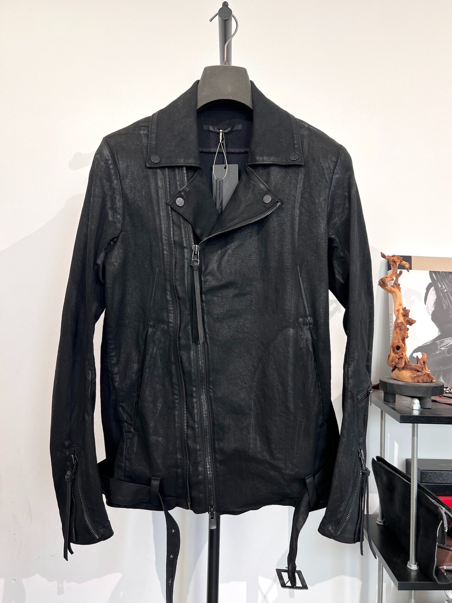 Uniqlo Waxed Biker Denim Jacket — front