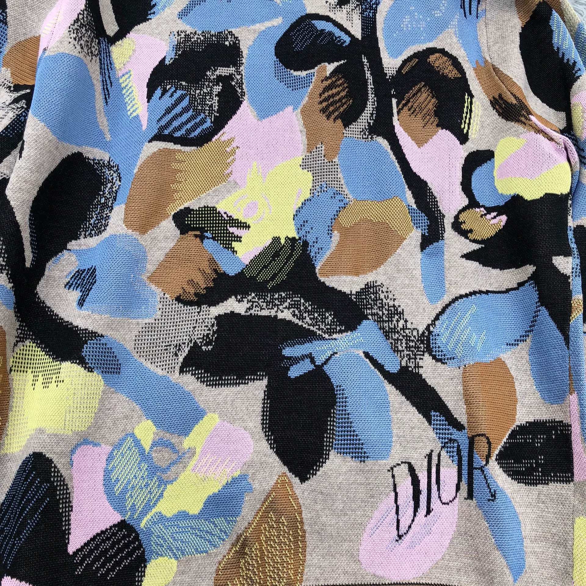 Dior Floral Graffiti Knit Sweater — label