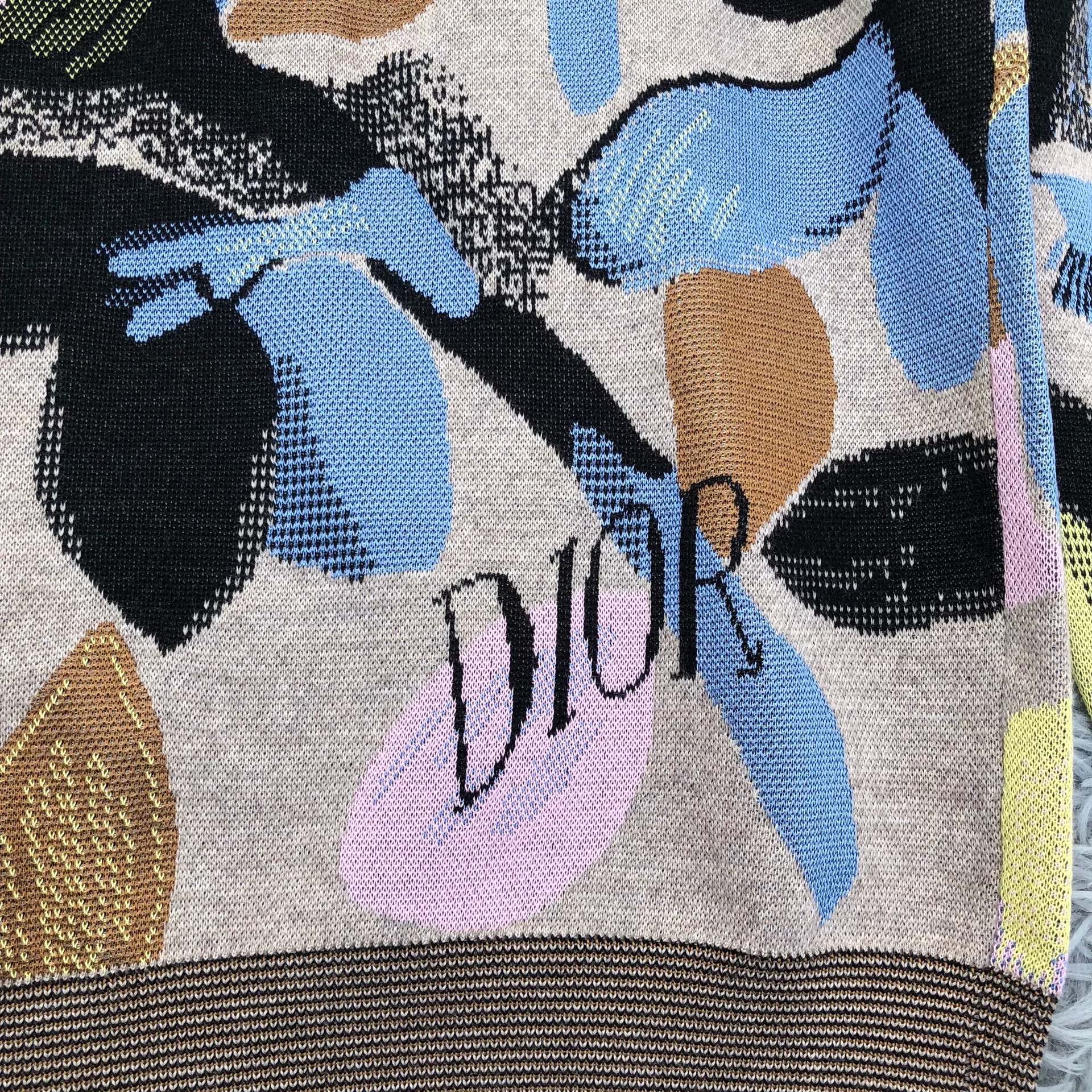 Dior Floral Graffiti Knit Sweater — detail