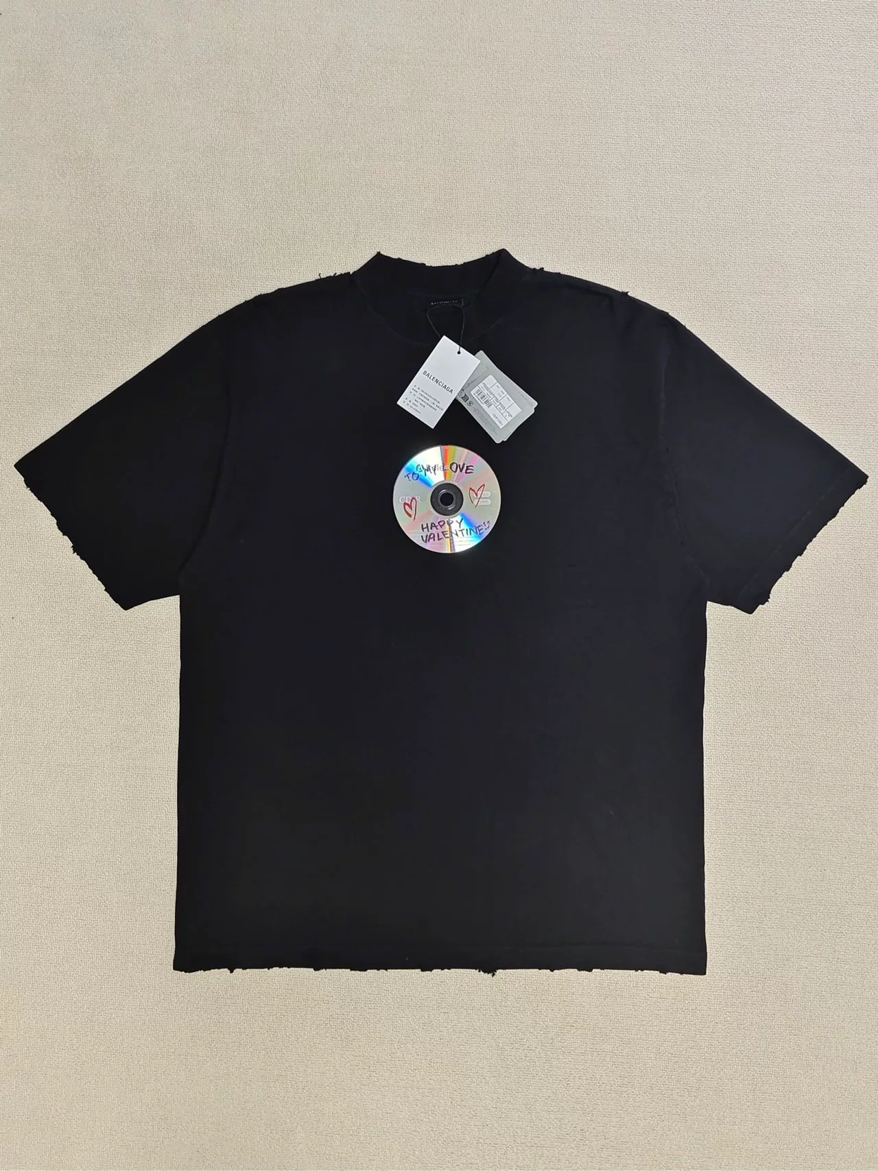 Balenciaga 24SS CD Valentine's Distressed T-Shirt