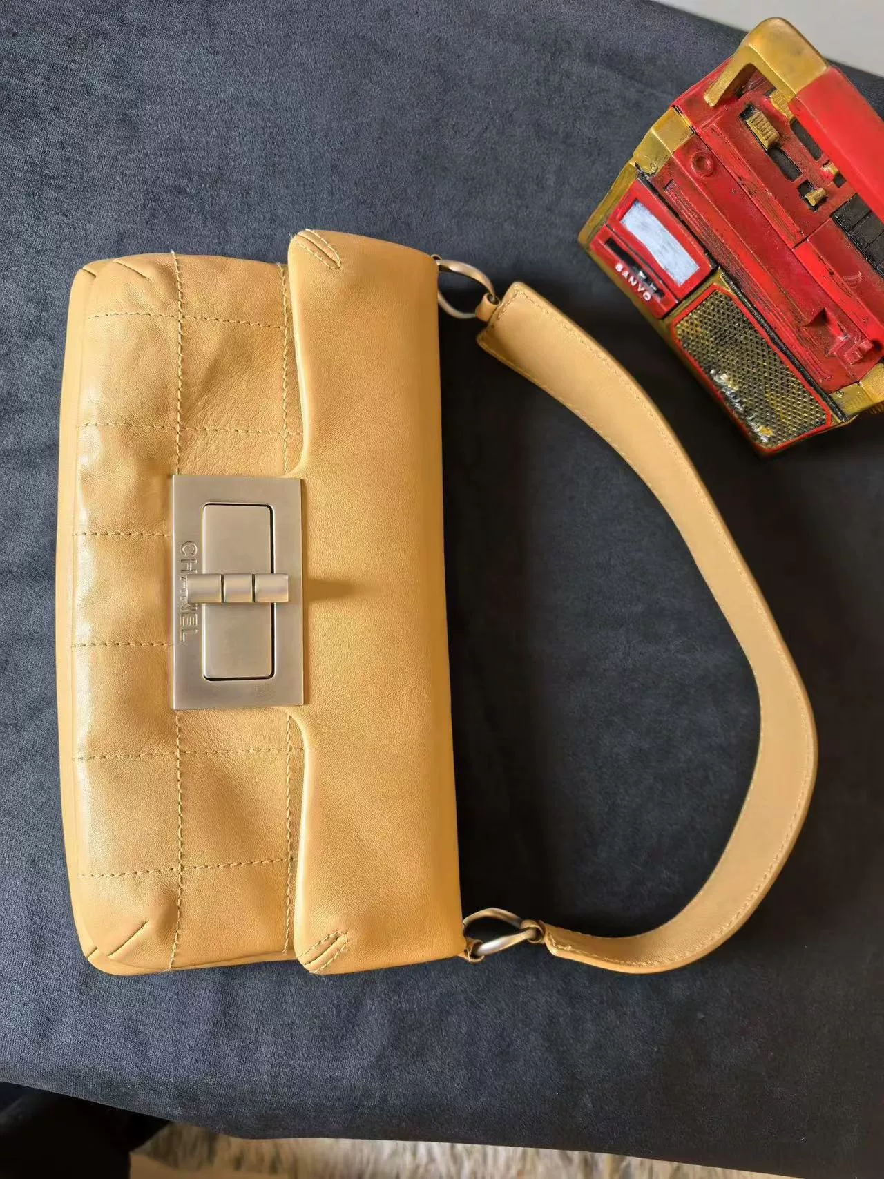 Chanel Vintage 2.55 Tan Leather Bag — back