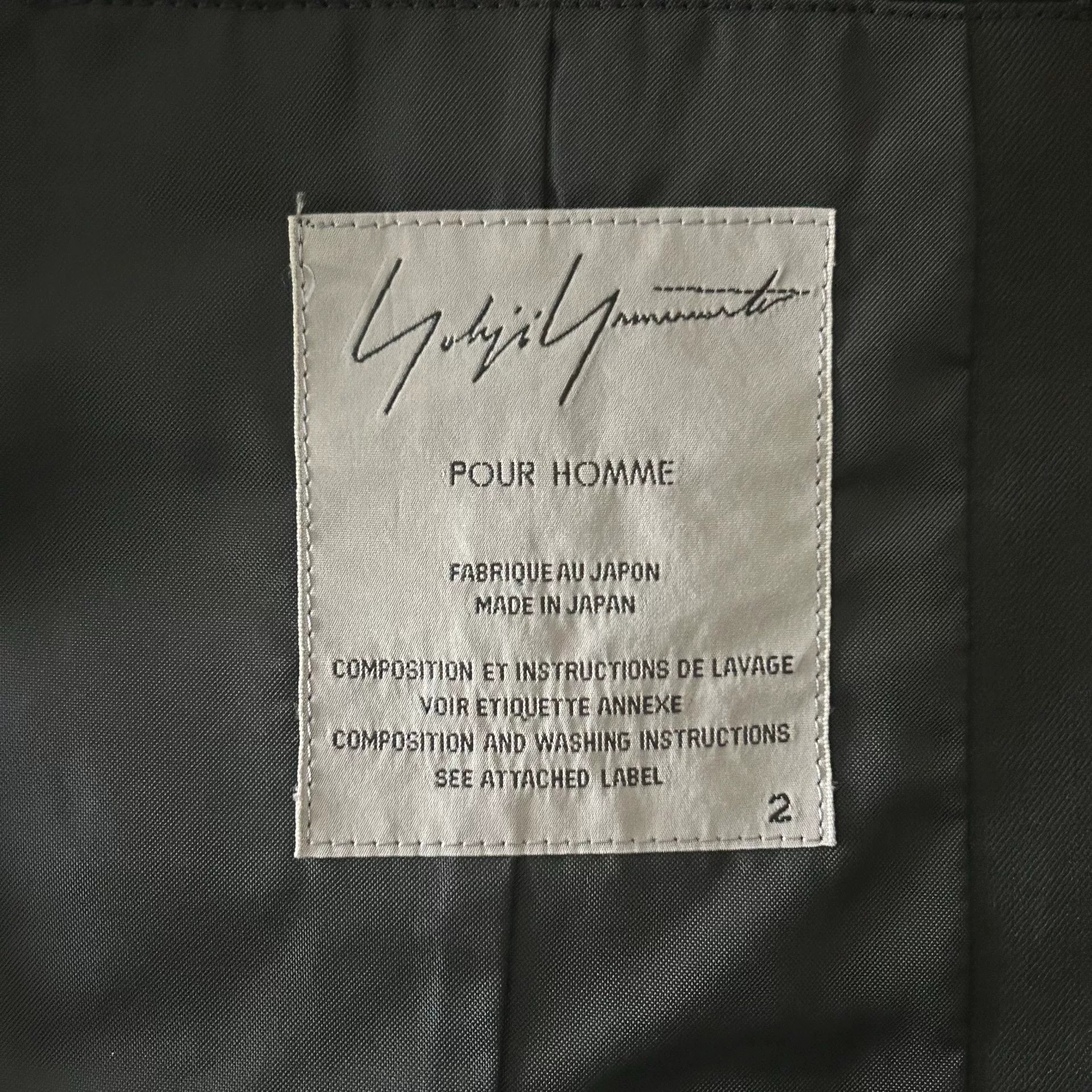 Yohji Yamamoto 09SS Asymmetric Wool Blazer — label