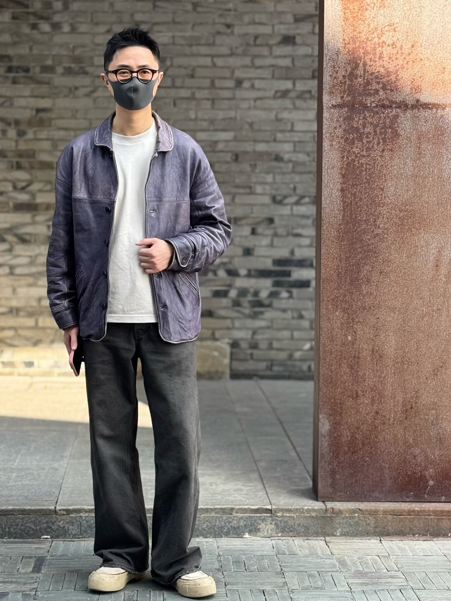 VISVIM 22SS Eton Navy Horse Leather Jkt — front
