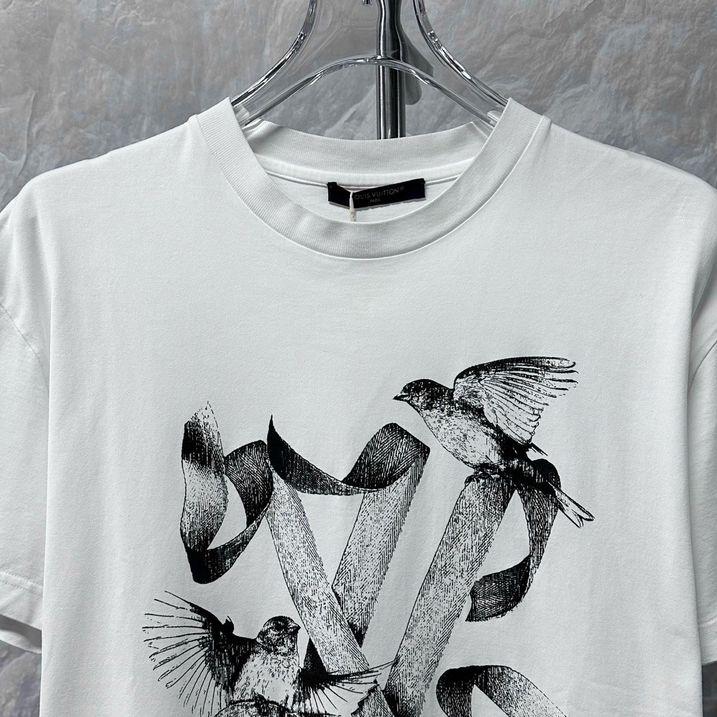 Louis Vuitton White Pigeon Print T-Shirt — front