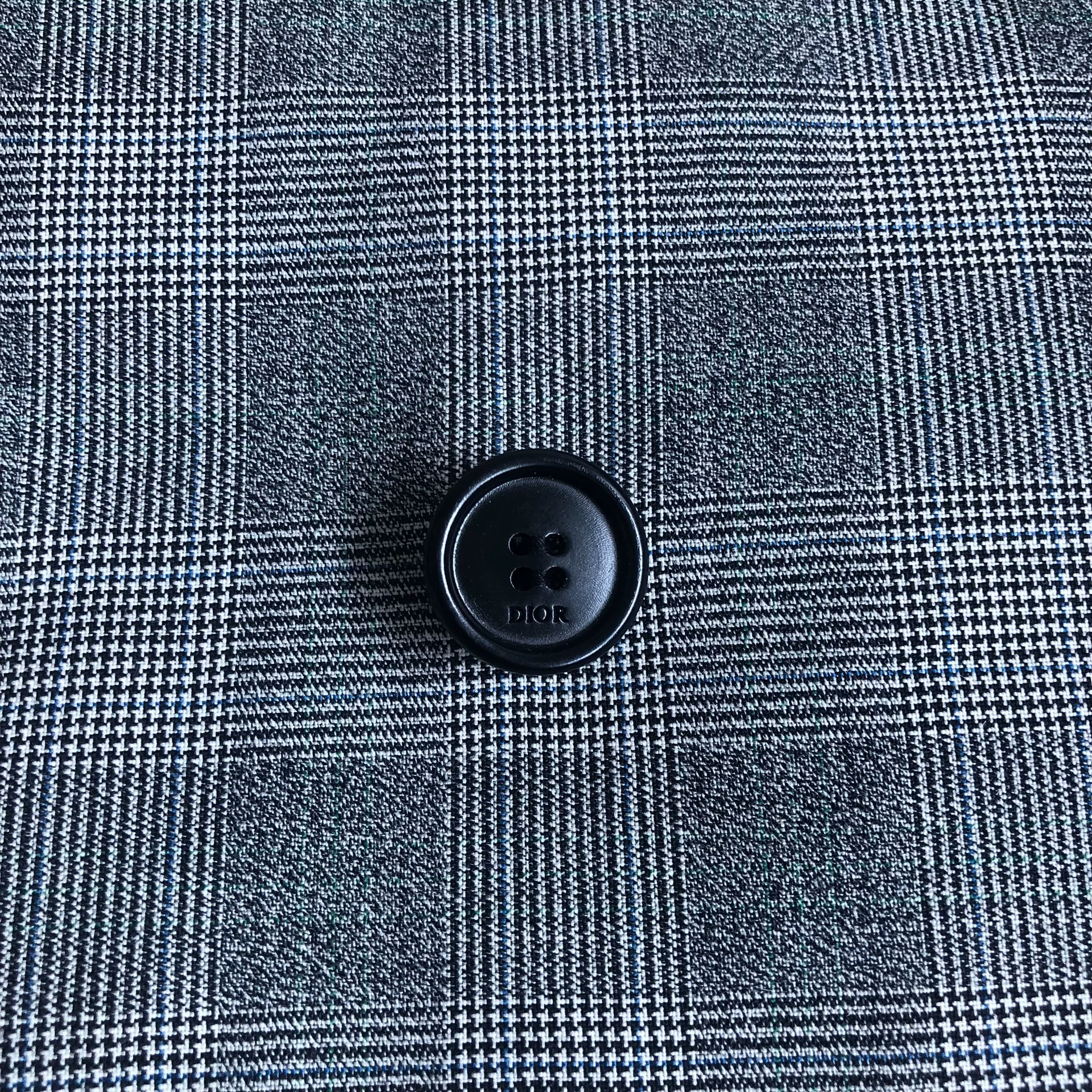Dior Gray Checkered Double-Breasted Blazer — detail
