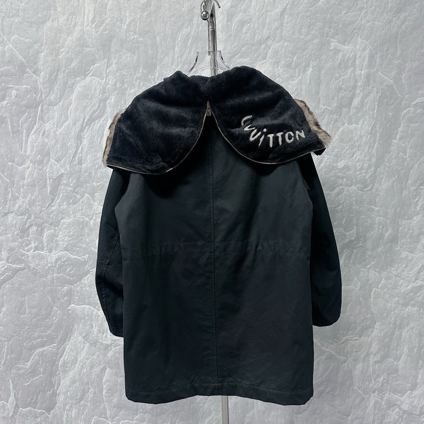 Louis Vuitton SS25 Embroidered Fur Collar Coat — back
