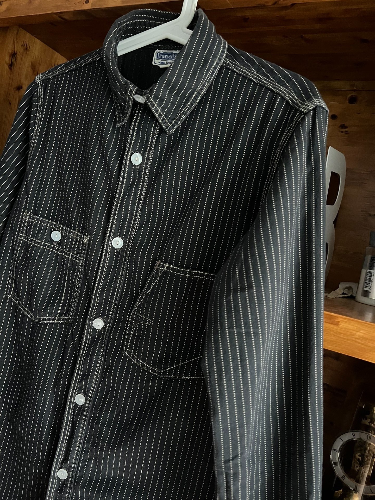 Freewheelers Black Wabash Work Shirt — label