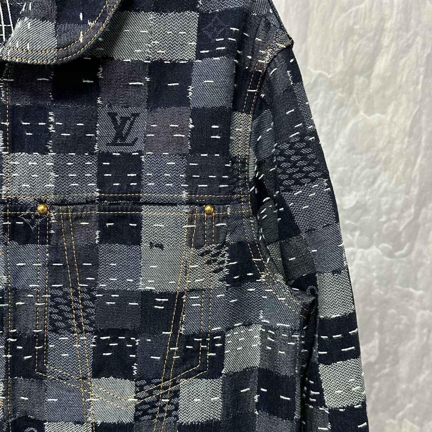 Louis Vuitton Nigo Checkerboard Denim Jacket — detail