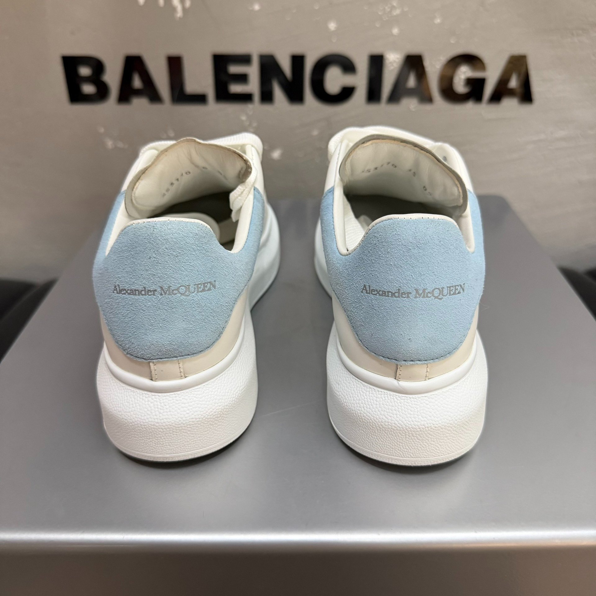 Balenciaga White Blue Suede Sneakers 35 — label
