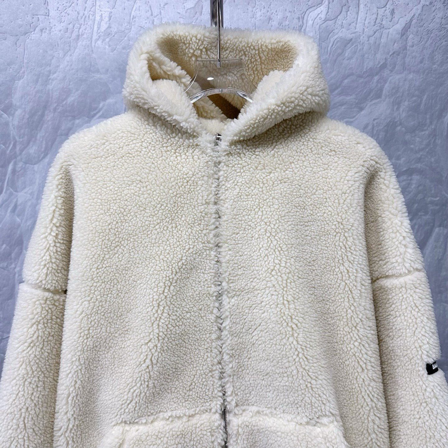 Balenciaga Teddy Fleece Hooded Jacket — front