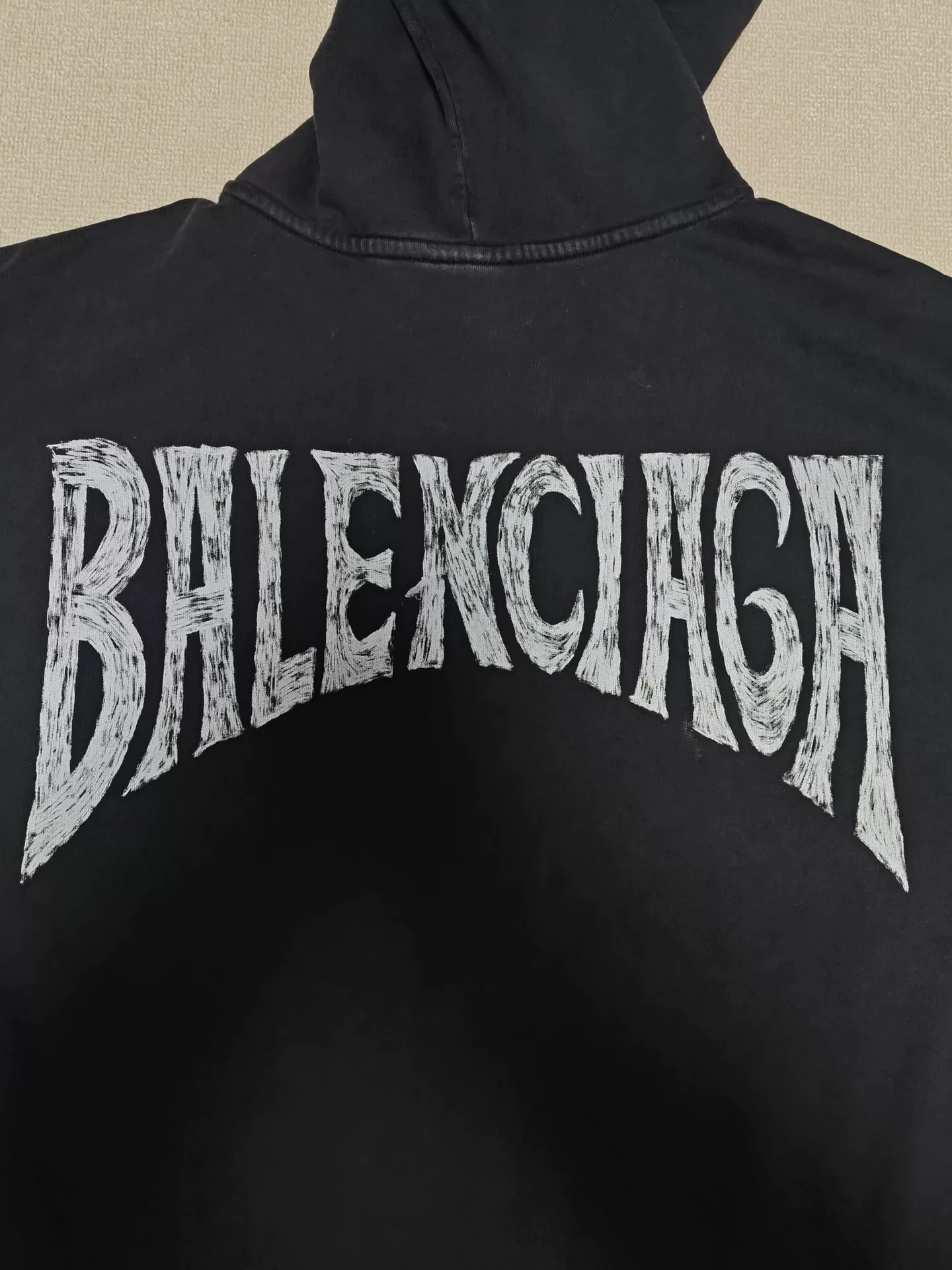 Balenciaga 24SS Distressed Logo Hoodie — back