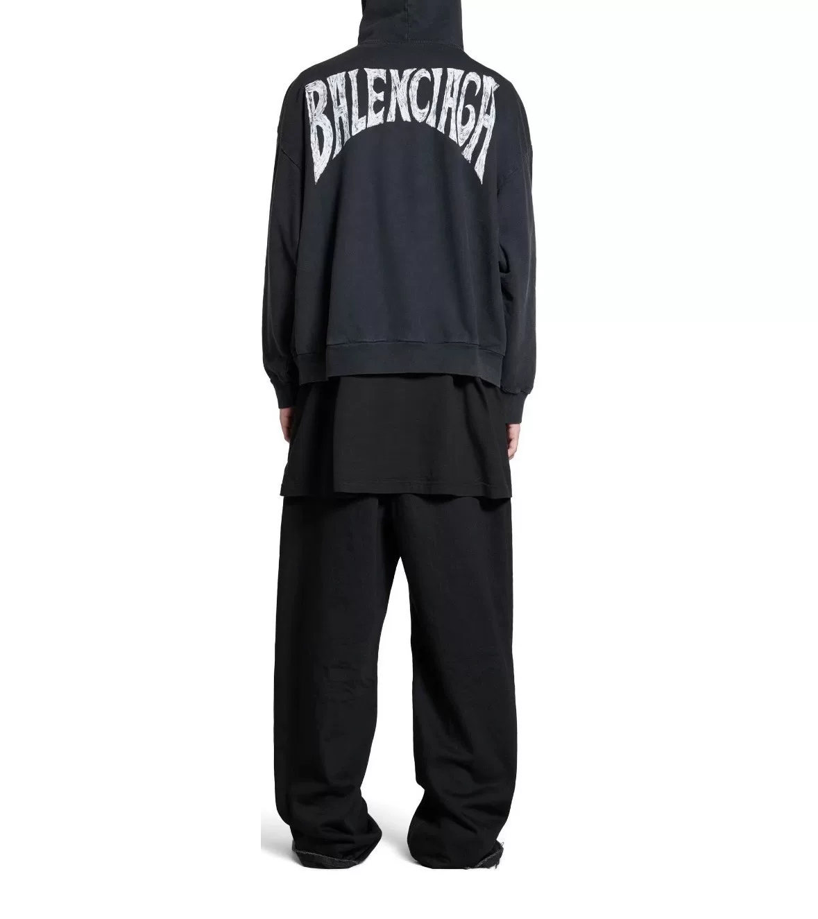 Balenciaga 24SS Distressed Logo Hoodie — front