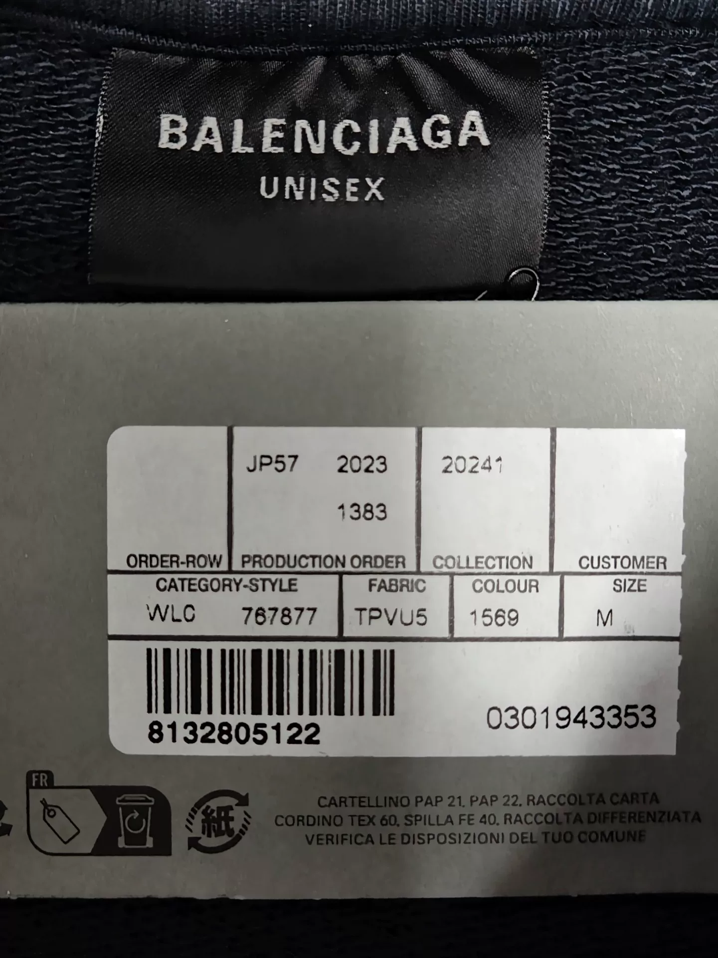 Balenciaga 24SS Distressed Logo Hoodie — label