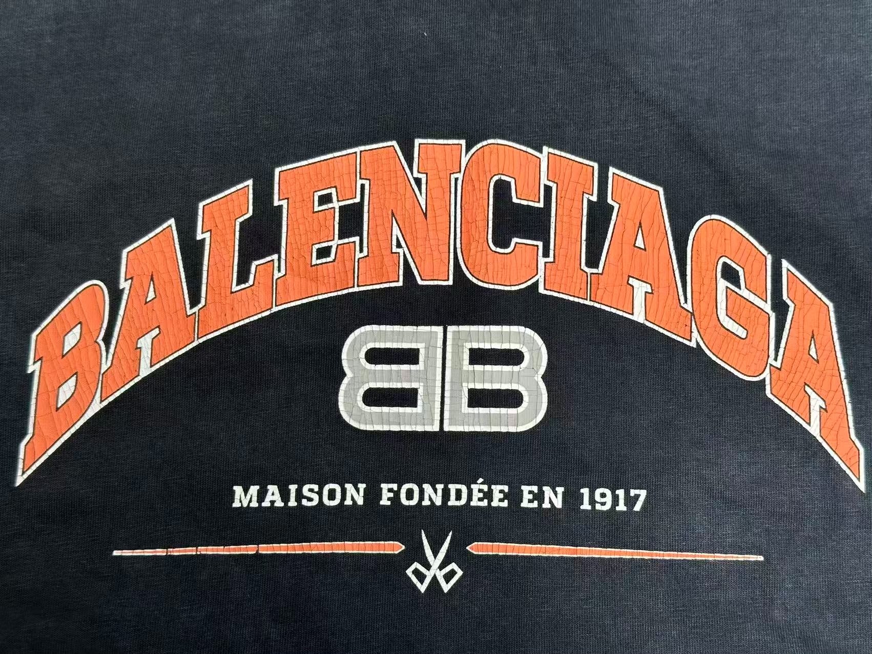 Balenciaga BB Logo Distressed Short-Sleeve T-Shirt — detail