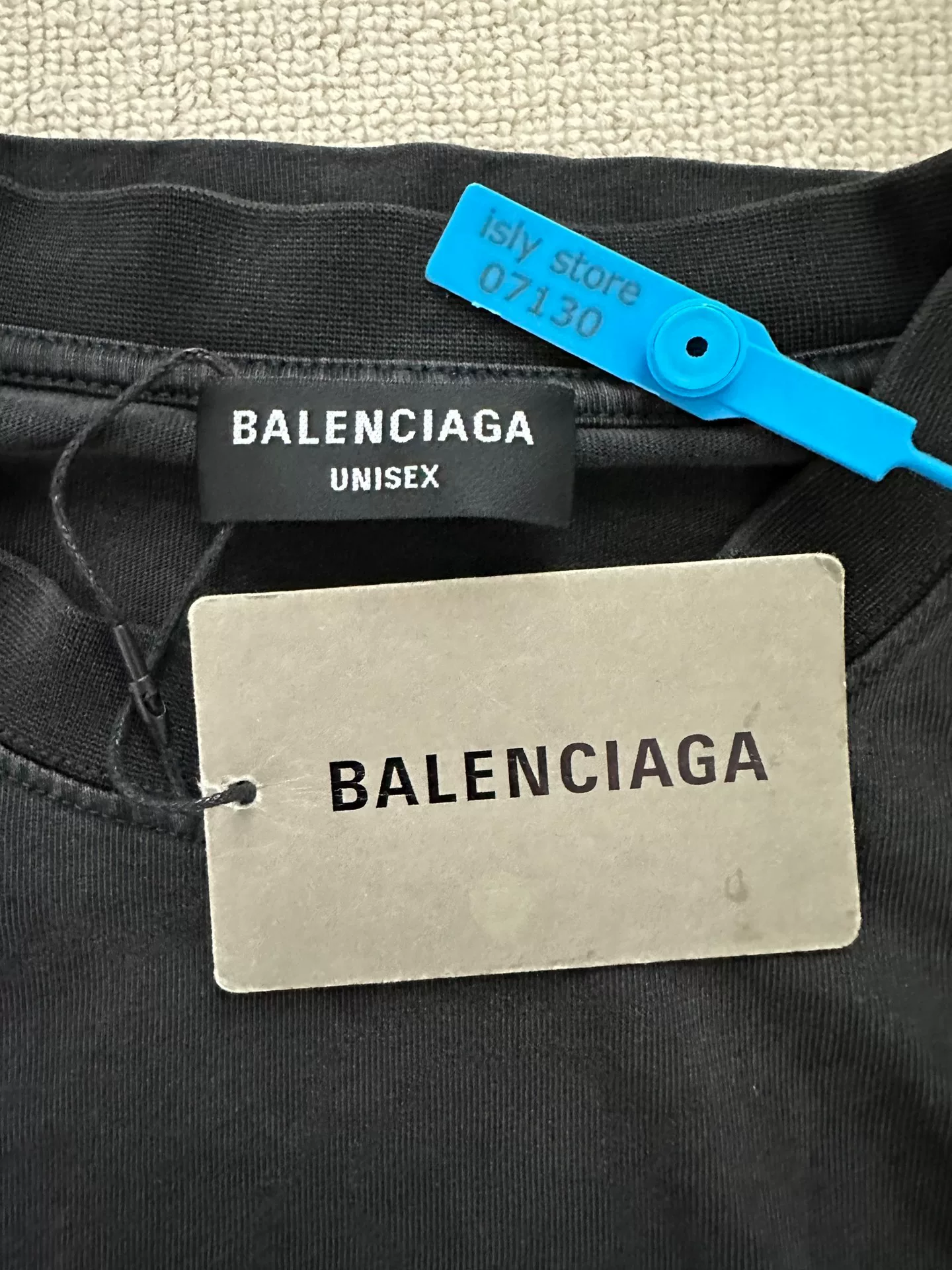 Balenciaga Logo Print Round Neck T-Shirt — label