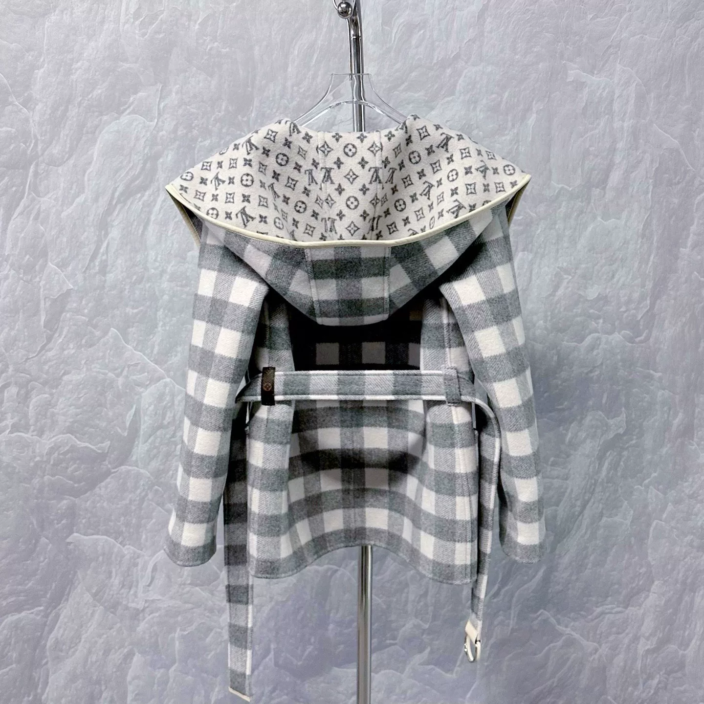 Louis Vuitton Checkered Double-Sided Hooded Coat — detail