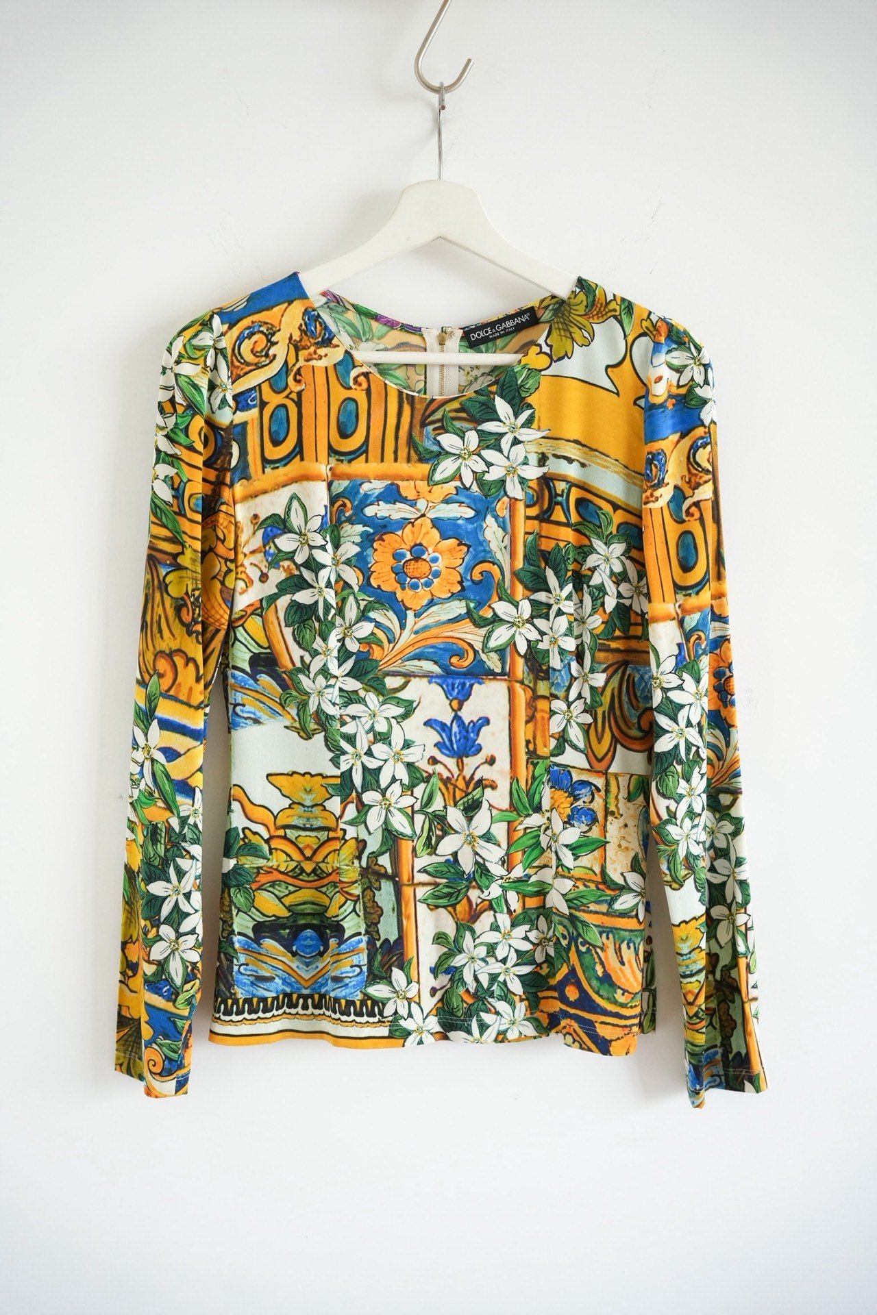 Dolce & Gabbana Floral Silk Long-Sleeve Top