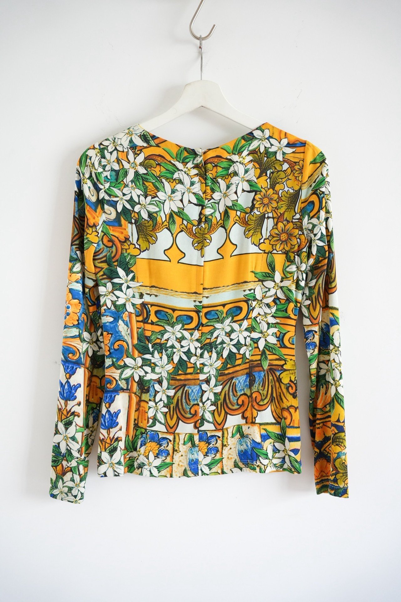 Dolce & Gabbana Floral Silk Long-Sleeve Top — front